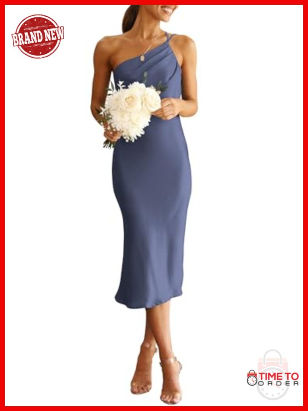 PRETTYGARDEN Women's Satin Backless Midi Cocktail Dress